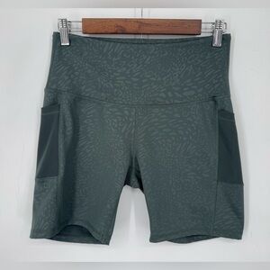 LegEnd High-Waist Green Leopard Pocket Biker Shorts Size Large